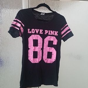 Pink Victoria Secret black and pink short sleeve t